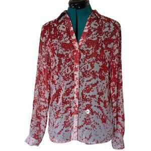 The Limited Floral Sheer Button-Down Blouse V-Neck 100% Polyester Women's Size S